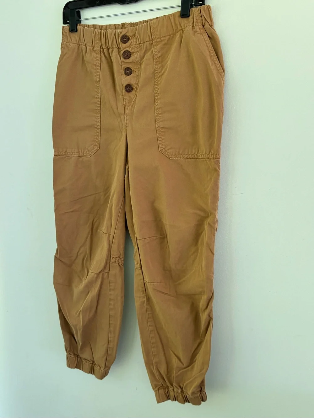 Free People Women's Camel Cadet Utility Safari Cropped Jogger Pant Button Fly S